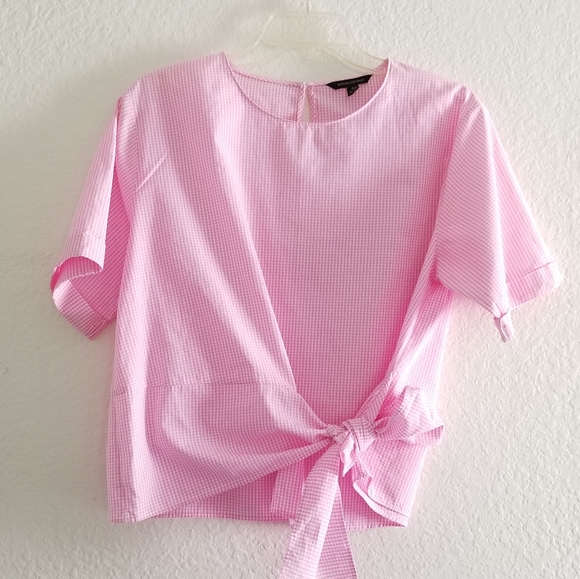 Banana Republic Tops - Banana Republic Gingham Round Neck Short Sleeve Cotton Top Pink Size S S…